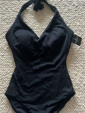 Spanx Black Halter One-Piece Swimsuit